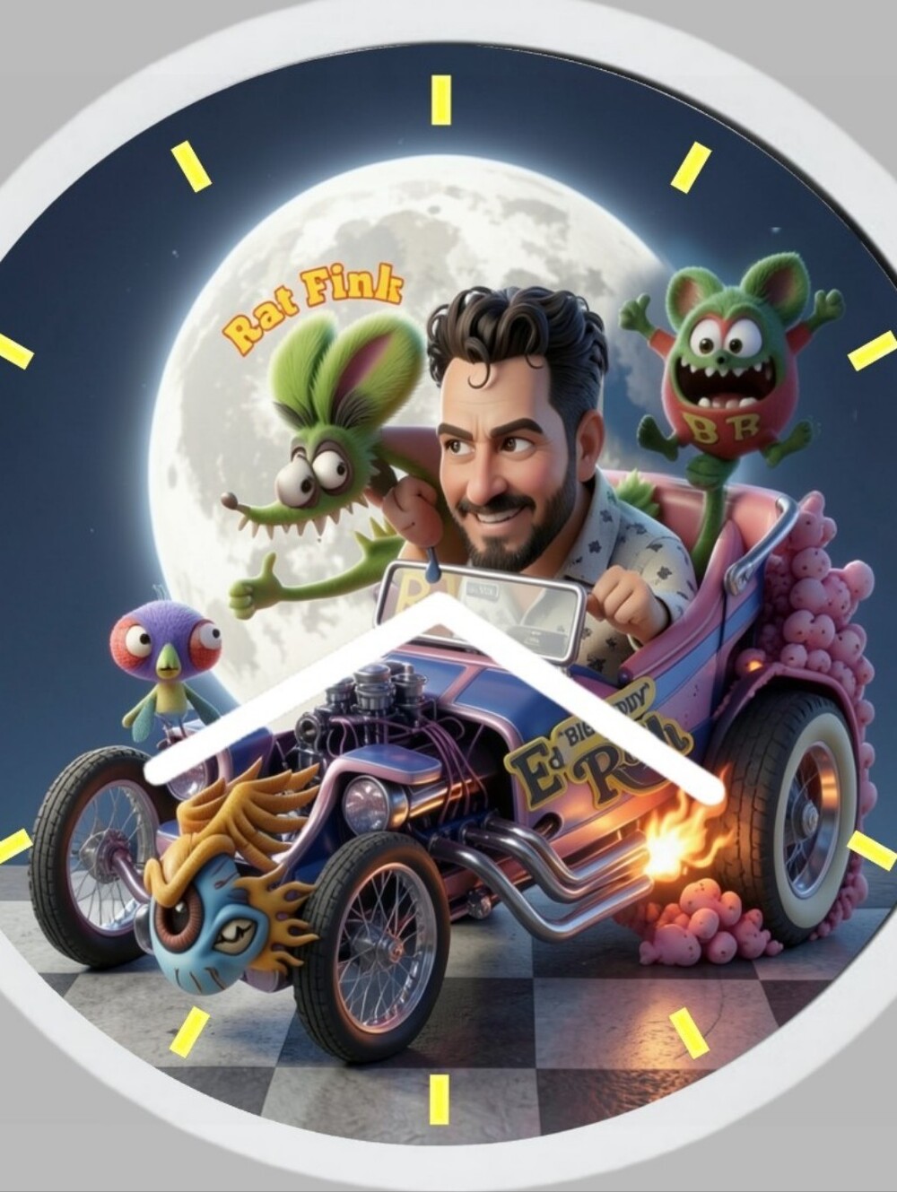 Ed Roth Rat Fink Flying Eye RugRat And Super Fly Art Design Clock - Picture 4 of 5